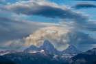 USA, Wyoming. Landscape of the Grand Teton, from the west, and billowing clouds, Grand Teton NP Art Print